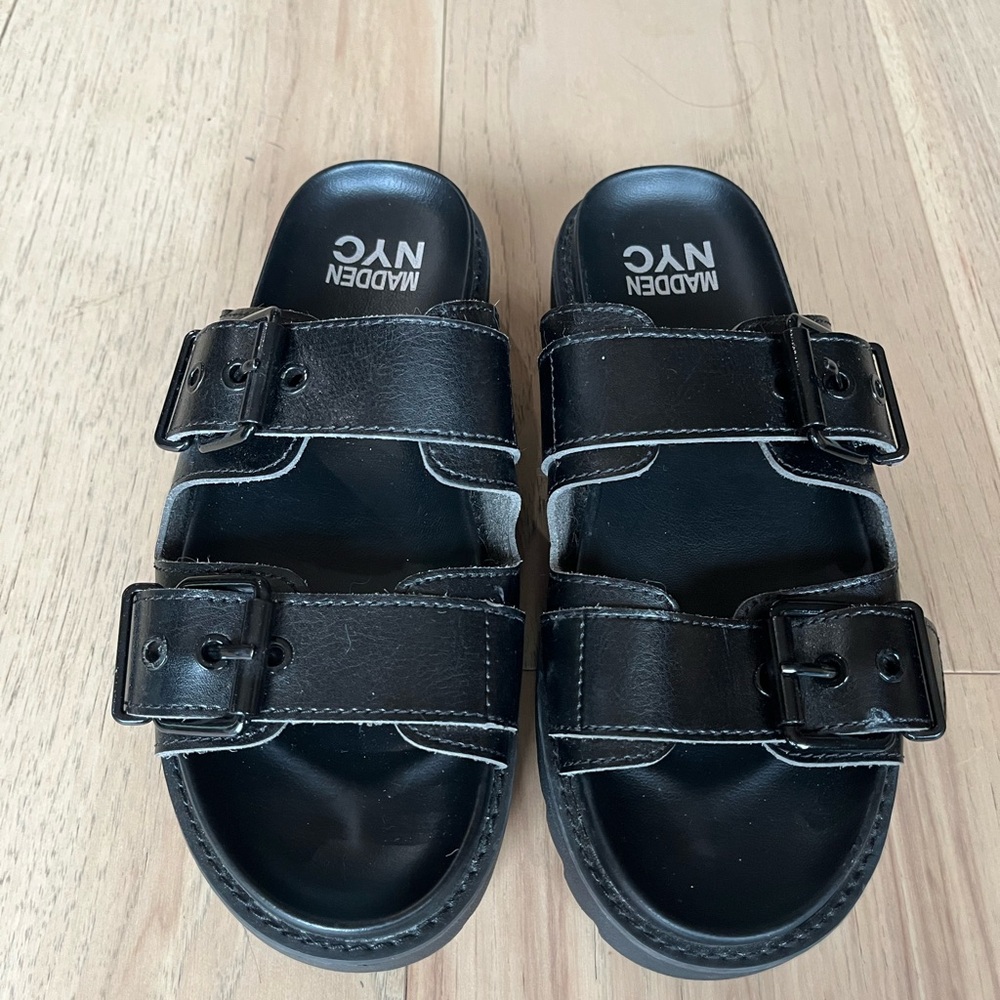 Steve Madden Black Double Strap Sandals